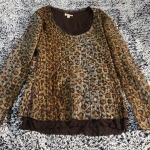 Baxis & baxis anthropology cheetah leopard shirt